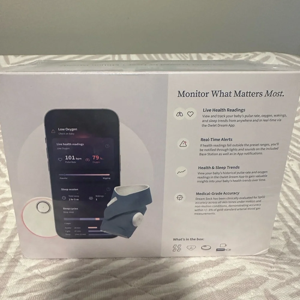 Owlet - Dream Sock Smart Wearable Baby Monitor - Bedtime Blue